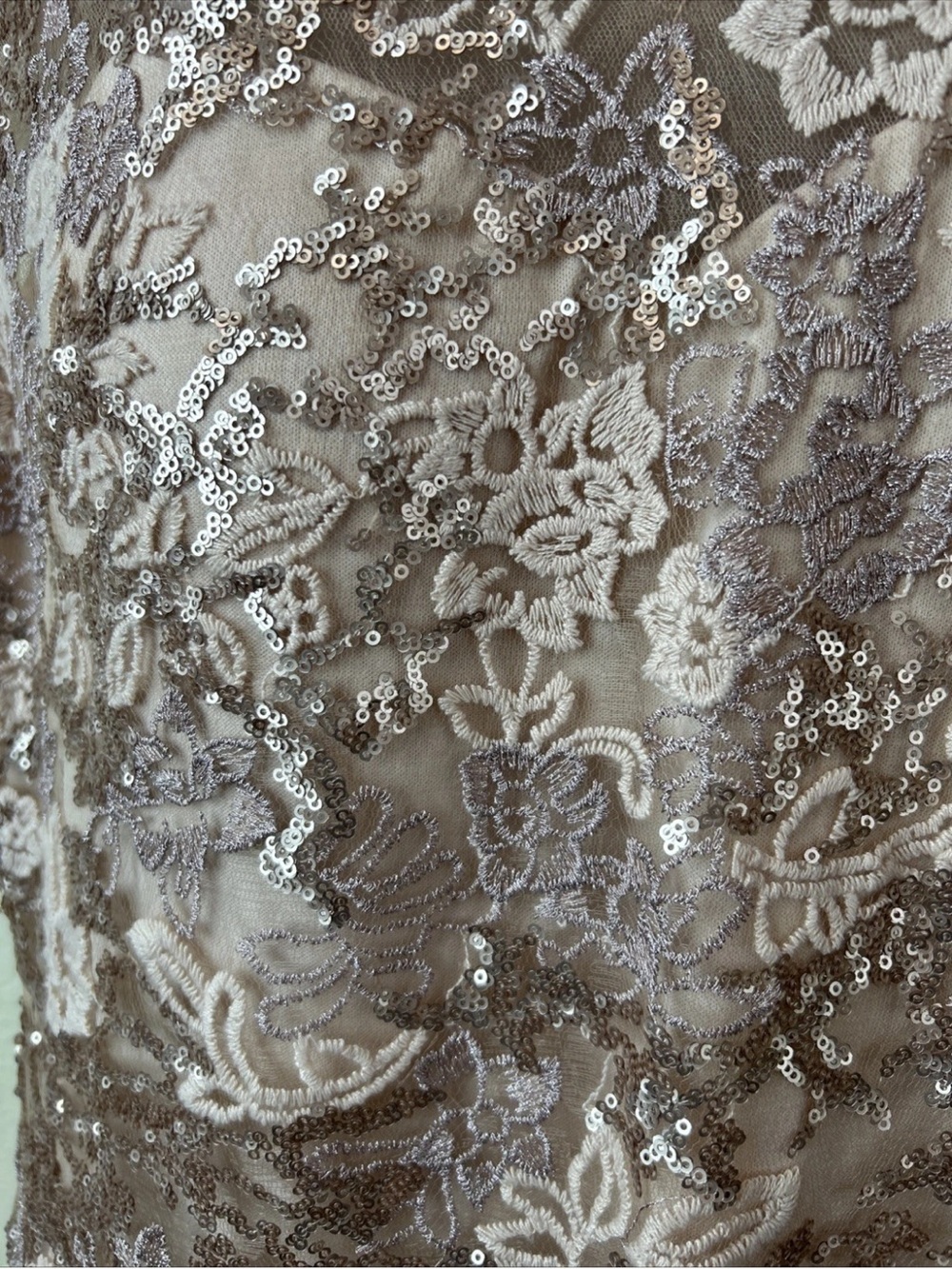 Alex Evenings Dusty Rose Lace & Sequin Cap-Sleeve Evening Gown - Picture 4 of 8